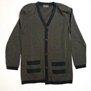 Vintage Dylani Black and Cream Cardigan Sweater Size Medium